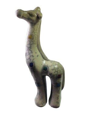 Vintage Fenix Raku Pottery Giraffe - Signed KS - Handmade in South Africa 9"